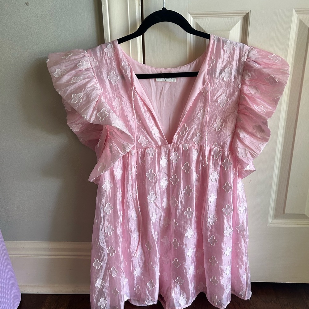 Pink Ruffled Women's romper
